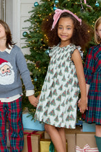 Load image into Gallery viewer, Girls Stevie Christmas Dress – Vintage Trees | Holiday Party Dress by Pink Chicken