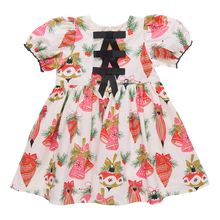 Load image into Gallery viewer, Girls Hermoine Holiday Dress – Holly Bells | Christmas Party Dress by Pink Chicken