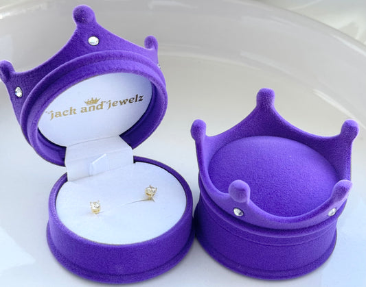 Pair of gold-tone "My First Stud Earrings" by Jack and Jewelz, featuring small, cute baby stud earrings for young children.
