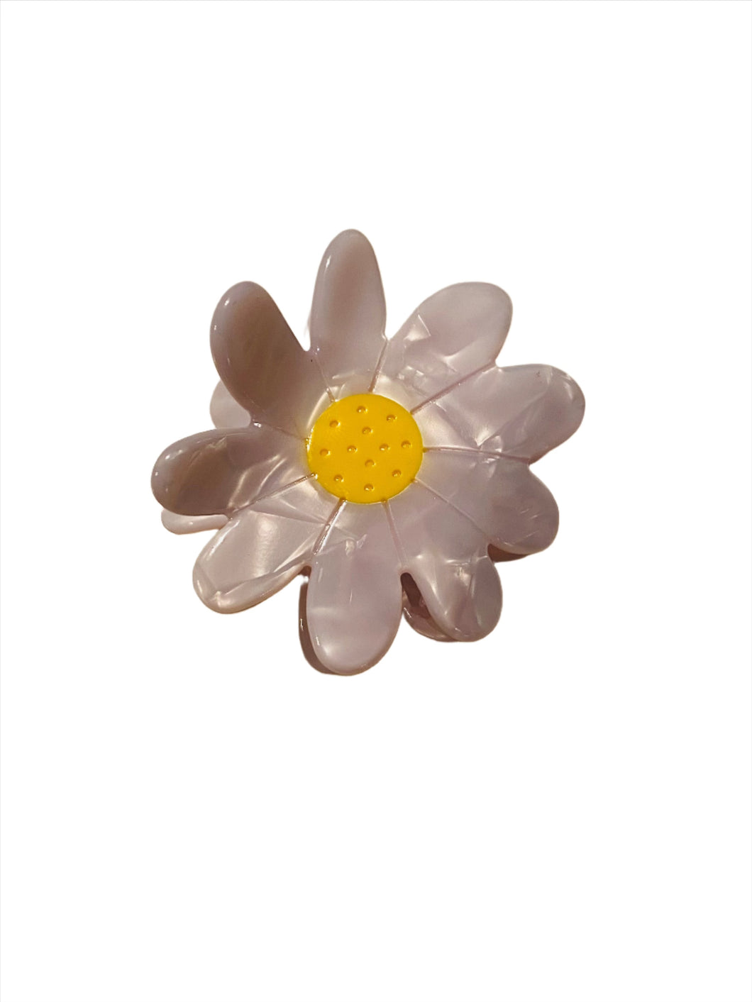 Daisy Hair Claw Clip - White Pearl