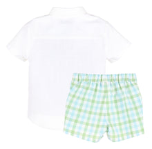 Load image into Gallery viewer, Boys Pastel Plaid Short and Shirt Set
