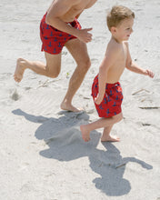 Load image into Gallery viewer, Men's Swim Trunk Red Nautical Anchors