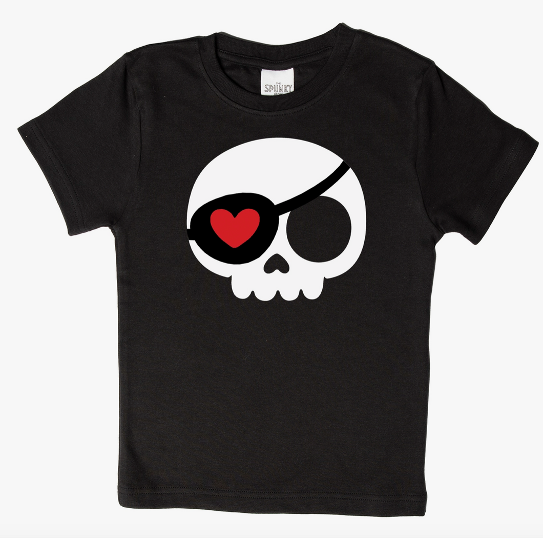 Love Skull Pirate Valentine's Day Organic Kids Tee