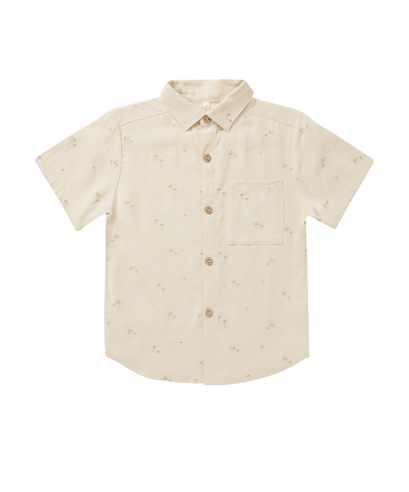 Boys Palm Print Collared Shirt