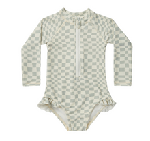 Load image into Gallery viewer, Rash Guard One Piece Seafoam Check
