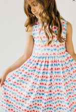 Load image into Gallery viewer, Red, White and Cute Popsicle Twirl Dress
