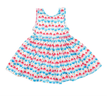 Load image into Gallery viewer, Red, White and Cute Popsicle Twirl Dress
