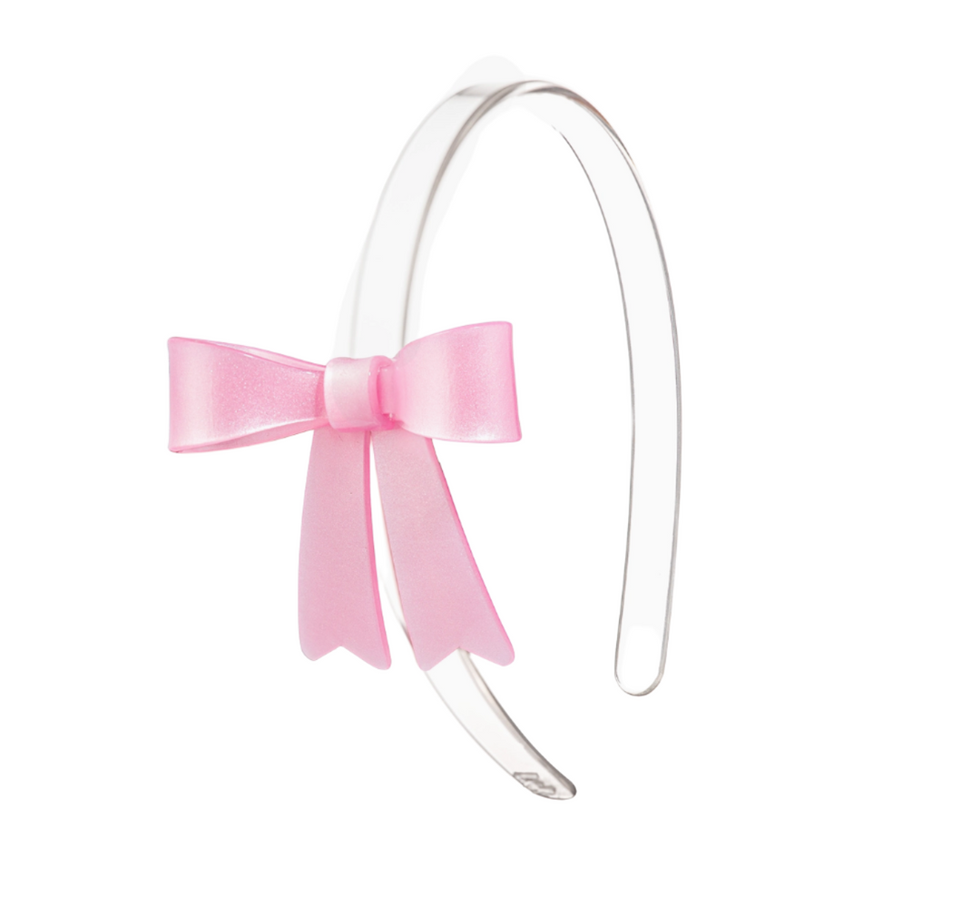 French Bow Satin Pink Headband