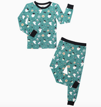 Load image into Gallery viewer, Halloween Boo Crew Ghost Glow in the Dark Kids Bamboo Pajama Set