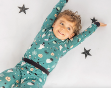Load image into Gallery viewer, Halloween Boo Crew Ghost Glow in the Dark Kids Bamboo Pajama Set