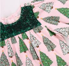 Load image into Gallery viewer, Girls Fiona Dress - Pink Trees by Pink Chicken