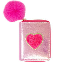 Load image into Gallery viewer, Kids Shiny Heart Patch Wallet - Pop Pink