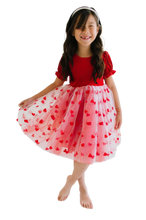 Load image into Gallery viewer, Kids Rose Dress is Valentine Print