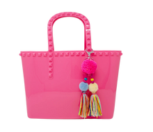 Load image into Gallery viewer, Kids Jumbo Jelly Tote with Tassel - Hot Pink