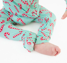Load image into Gallery viewer, Candy Cane Lane Holiday Bamboo Convertible Footie - Mint