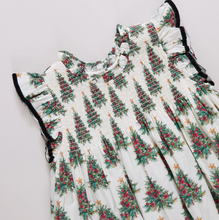 Load image into Gallery viewer, Girls Stevie Christmas Dress – Vintage Trees | Holiday Party Dress by Pink Chicken