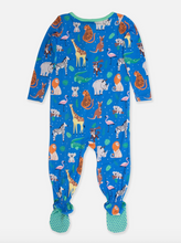 Load image into Gallery viewer, Baby Bamboo Viscose Zoo Crew Footed One Piece Pajama