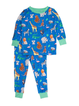 Load image into Gallery viewer, Kids Bamboo Viscose Zoo Crew Long Sleeve Pajama Set