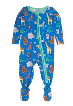 Load image into Gallery viewer, Baby Bamboo Viscose Zoo Crew Footed One Piece Pajama