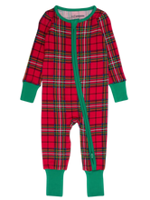 Load image into Gallery viewer, Baby Bamboo Viscose Red Nicholas Plaid Convertible One Piece Footie Pajama