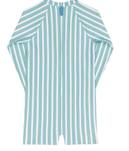 Load image into Gallery viewer, Green and white striped shirt on a white background