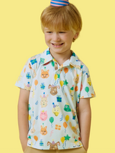 Load image into Gallery viewer, Boys Birthday Party Animals Knit Short Sleeve Performance Polo