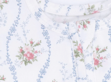 Load image into Gallery viewer, Heirloom Rose Stripe 2 Way Ruffle Back Zipper Footie