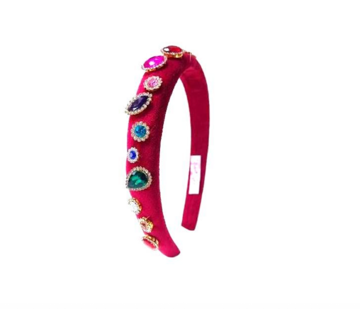 Jeweled Padded Suede Headband - Scarlett