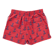 Load image into Gallery viewer, Men's Swim Trunk Red Nautical Anchors