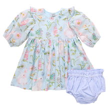Load image into Gallery viewer, Baby Girl Brooke Dress Set with Botanical Bunnies