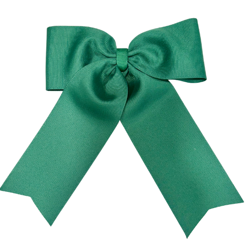 Large personalized embroidered bow with alligator clip by Flora Ottimer, featuring colorful floral embroidery on a satin bow.