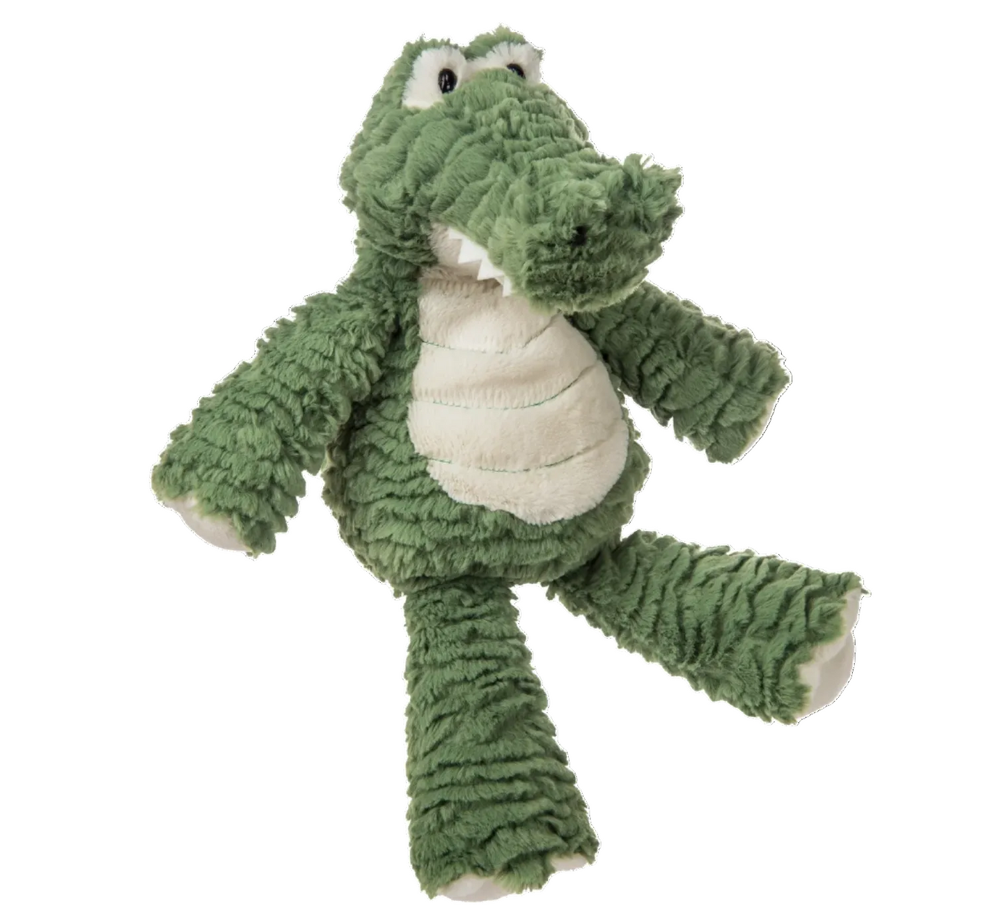 Soft Mary Meyer Marshmallow Gator plush stuffed animal with green body, white belly, and friendly smiling face.