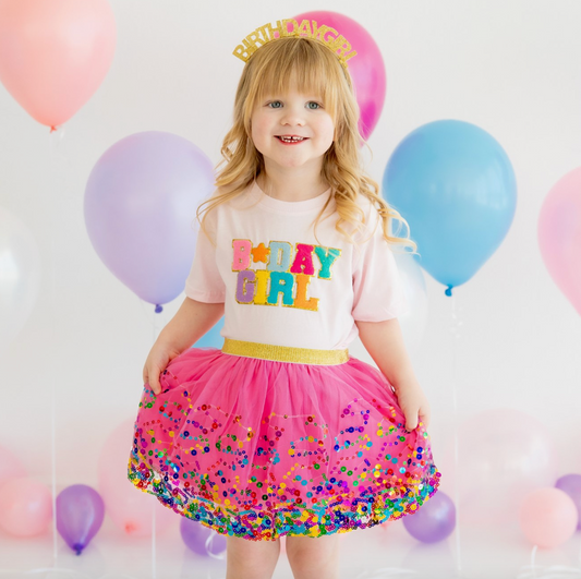 Sweet Wink Raspberry Confetti Tutu for girls, featuring a colorful tulle design with confetti accents, perfect for dance or special occasions.