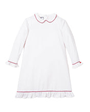 Load image into Gallery viewer, White dress with red trim on a white background