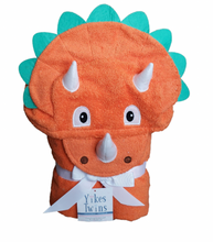 Load image into Gallery viewer, Kids Triceratops Hooded Towel
