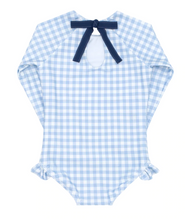 Load image into Gallery viewer, GIngham Rashguard One Piece - Oasis Blue
