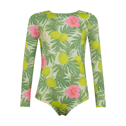 Tropical Fruit Long Sleeve One-Piece Swimsuit
