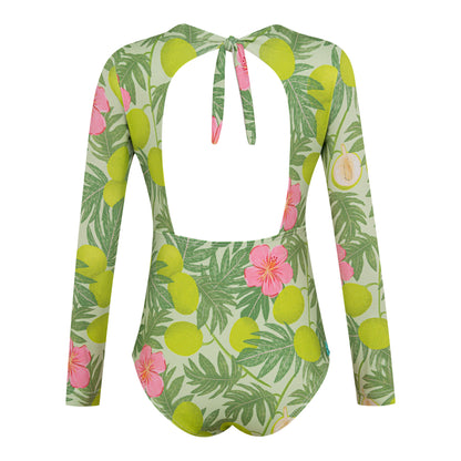Tropical Fruit Long Sleeve One-Piece Swimsuit