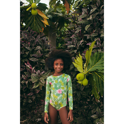 Tropical Fruit Long Sleeve One-Piece Swimsuit