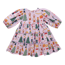 Load image into Gallery viewer, Girls Peachy Holiday Dress - Lavender Nutcracker
