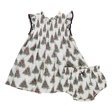 Load image into Gallery viewer, Baby Girl Stevie Holiday Dress - Vintage Trees
