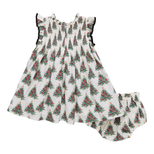 Load image into Gallery viewer, Baby Girl Stevie Holiday Dress - Vintage Trees
