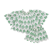 Load image into Gallery viewer, Green floral dress on a light gray background
