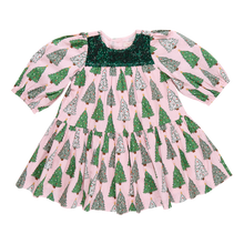 Load image into Gallery viewer, Girls Fiona Dress - Pink Trees by Pink Chicken
