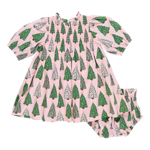 Load image into Gallery viewer, Baby Girl Stevie Puff Sleeve Dress Set - Pink Trees
