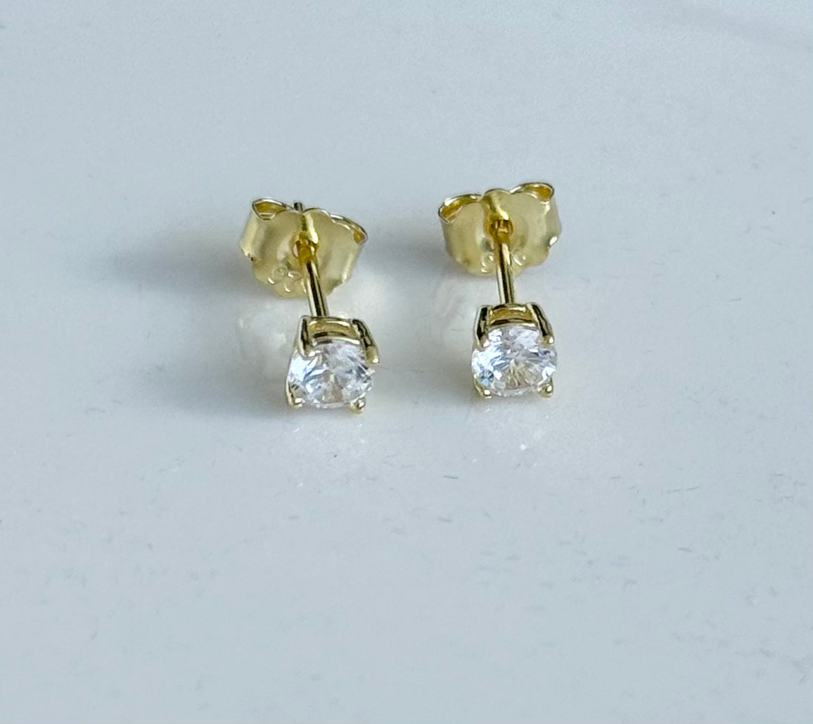 Pair of silver "My First Stud Earrings" by Jack and Jewelz with cute heart-shaped design, ideal for young children.