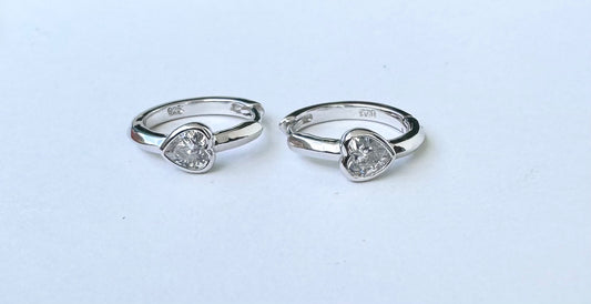Kids Heart Hoop Earrings in silver by Jack and Jewelz, featuring charming heart-shaped hoops for children.