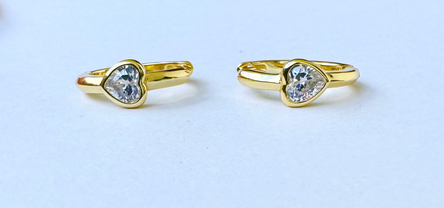 Kids Heart Hoop Earrings in gold by Jack and Jewelz, featuring small, shiny heart-shaped hoops for children.