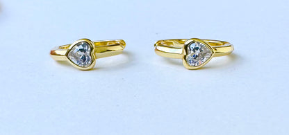 Kids Heart Hoop Earrings in gold by Jack and Jewelz, featuring small, shiny heart-shaped hoops for children.