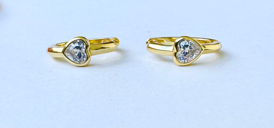 Kids Heart Hoop Earrings in gold by Jack and Jewelz, featuring small, shiny heart-shaped hoops for children.